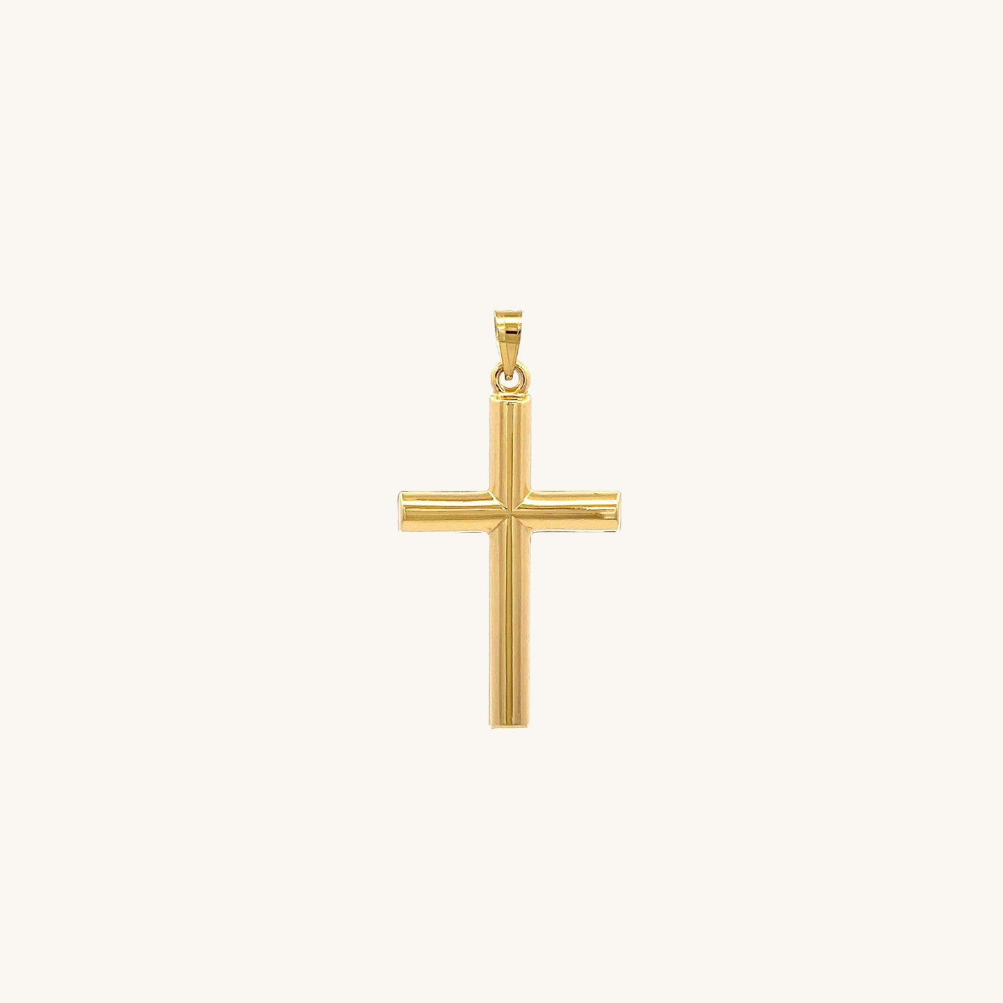 Solid 14K Double Bonded Gold Tube Cross Pendant only XS main image