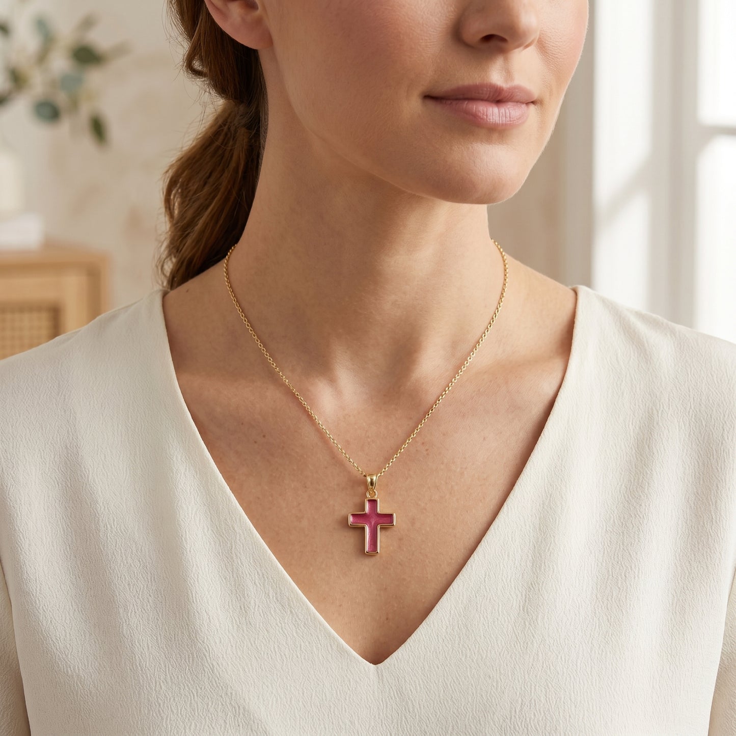 Pink Solid 14K Double Bonded Gold  XXS lifestyle image pendant only