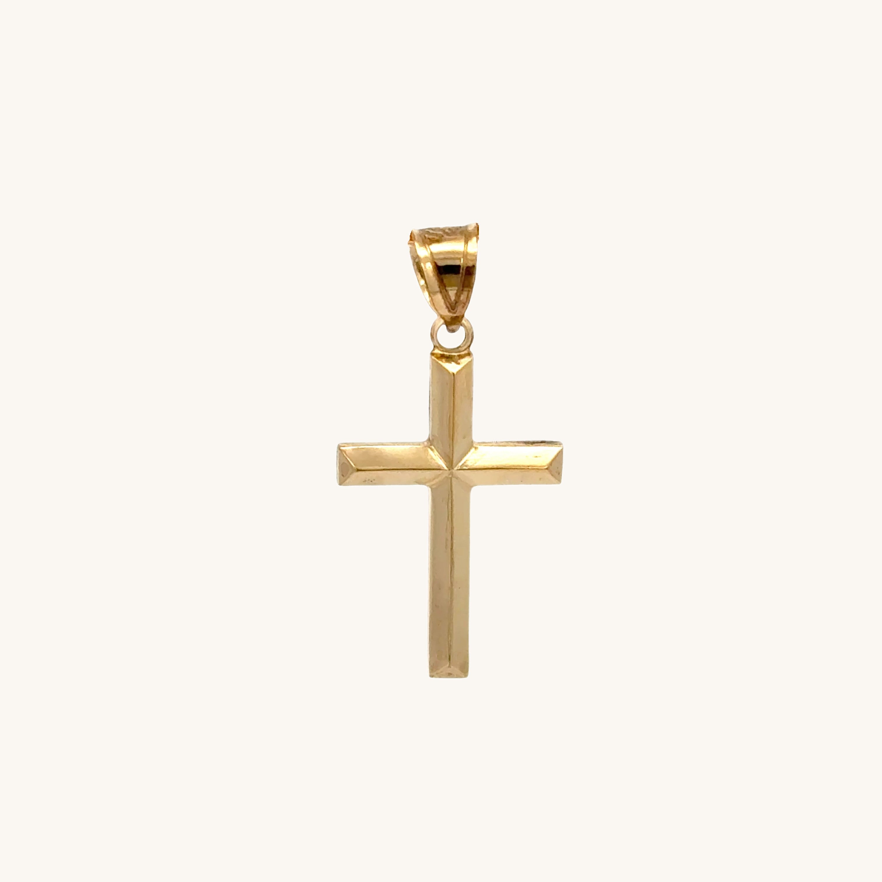 Small 14K double‑bonded gold simple cross pendant high‑polish finish pendant only main image