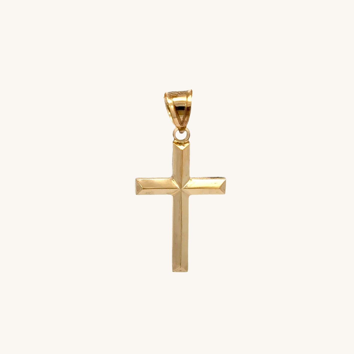 Small 14K double‑bonded gold simple cross pendant high‑polish finish pendant only main image
