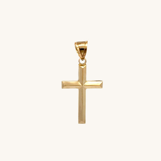 Small 14K double‑bonded gold simple cross pendant high‑polish finish pendant only main image