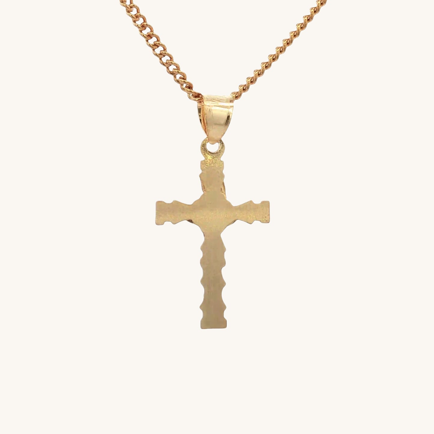 Solid 14K Double Bonded Gold Regal Scroll INRI Crucifix pendant only S size back image