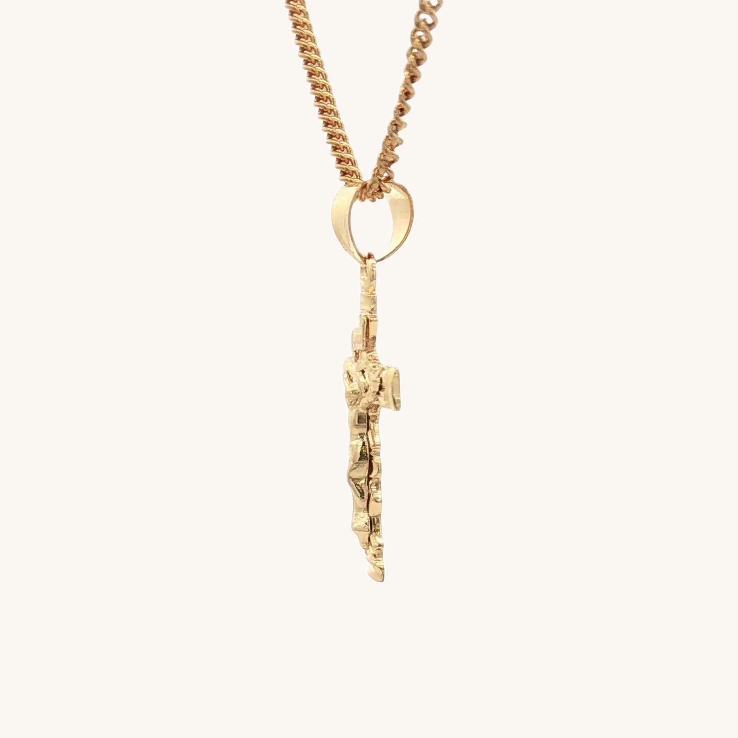 Solid 14K Double Bonded Gold Regal Scroll INRI Crucifix pendant only S size side image