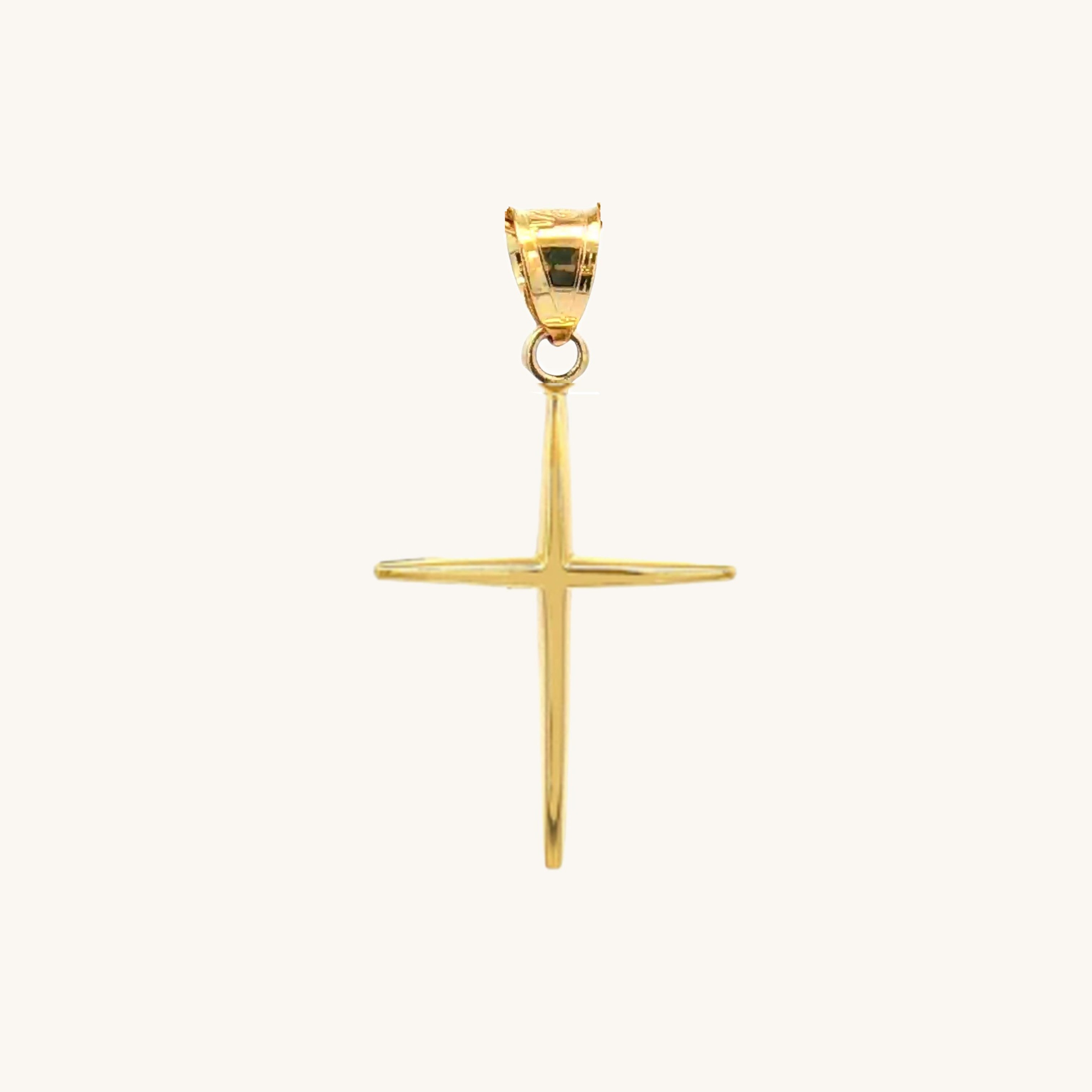 Solid 14K Double Bonded Gold Slim Cross pendant only S size main image