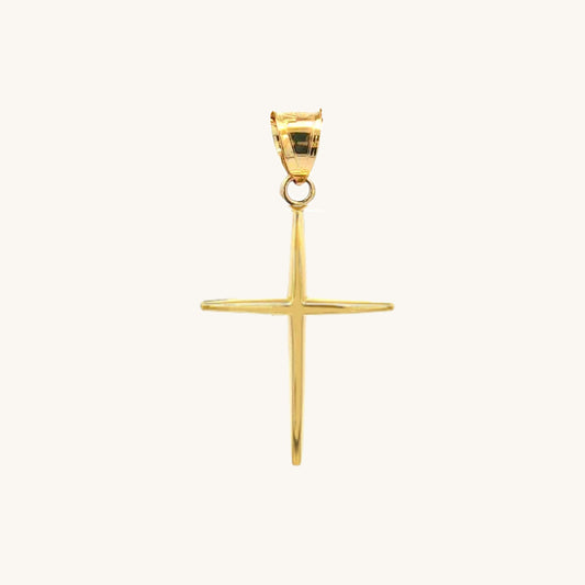Solid 14K Double Bonded Gold Slim Cross pendant only S size main image