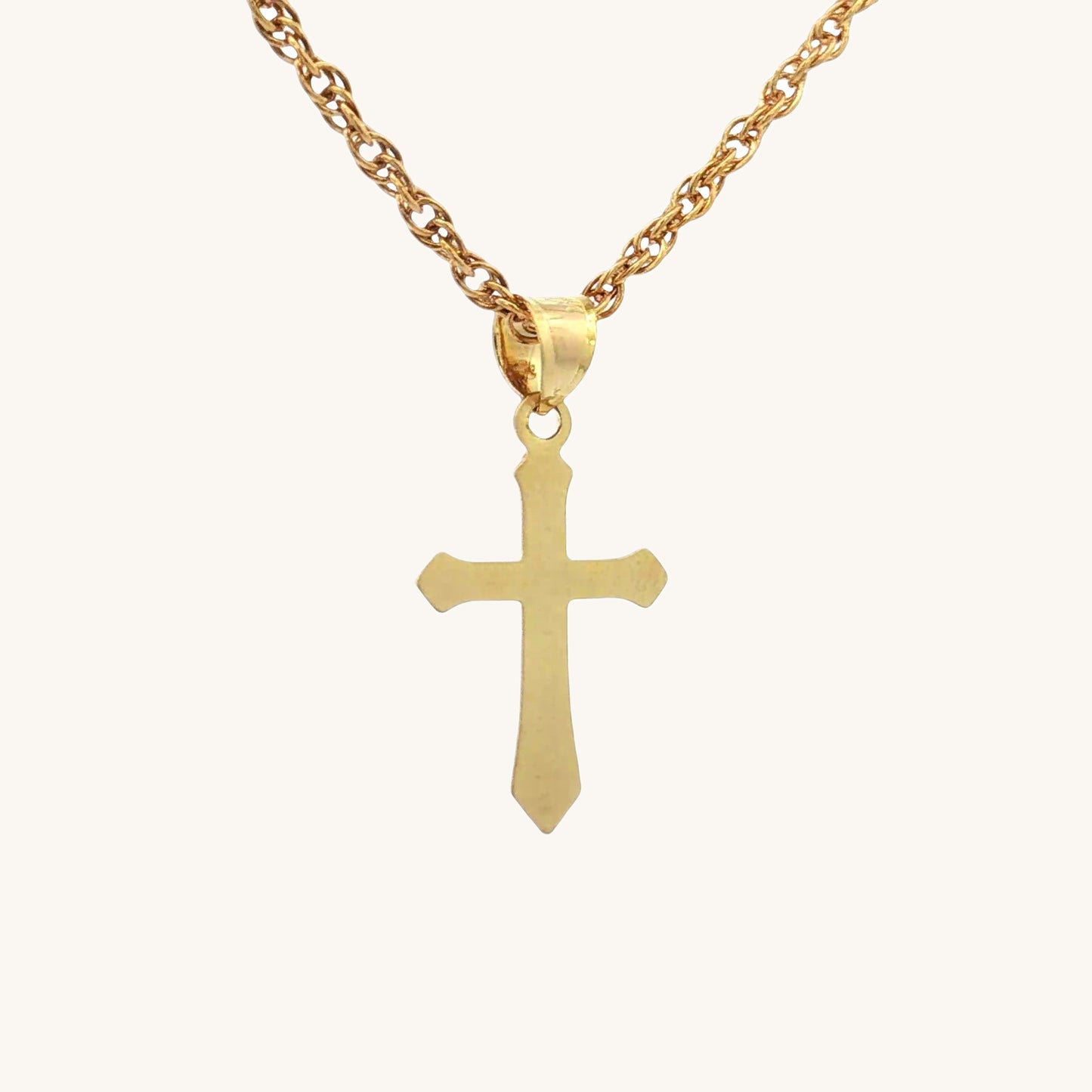 Solid 14K Double Bonded Gold Angled Cross pendant only S size back image