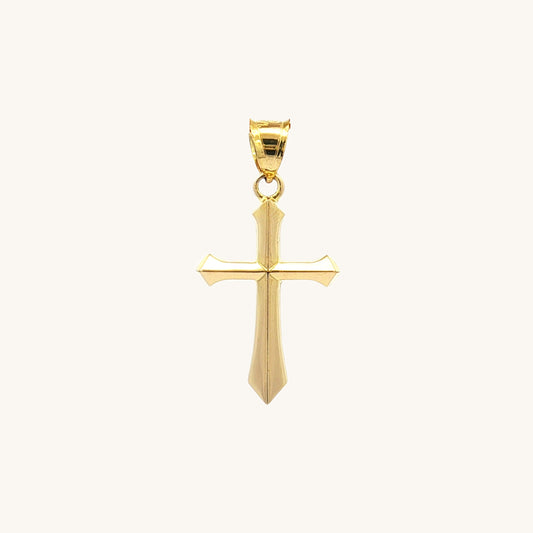 Solid 14K Double Bonded Gold Angled Cross pendant only S size main image