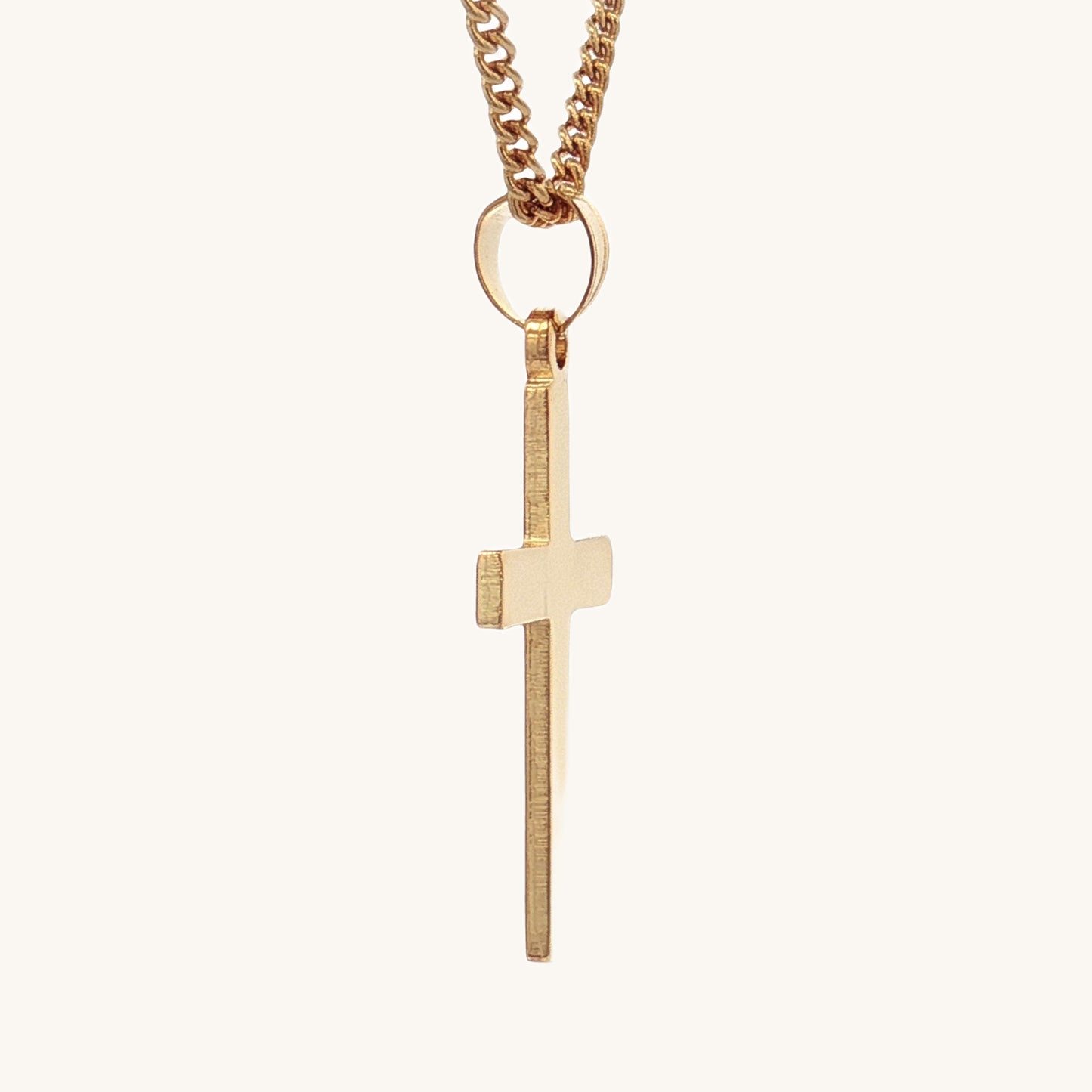 Solid 14K Double Bonded Gold Timeless Simple Plain Polished Cross Pendant Only XXL M S side image