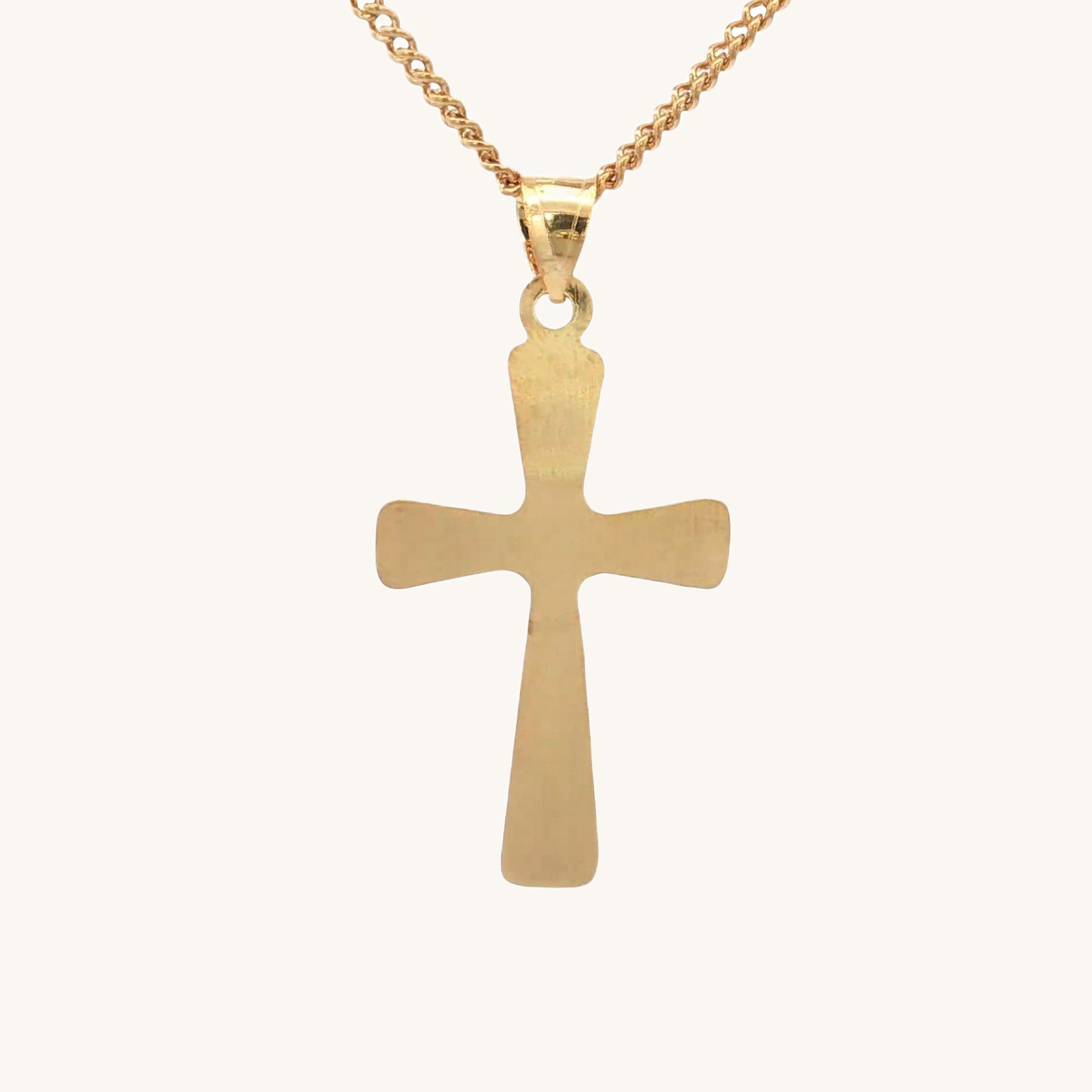 Solid 14K Double Bonded Gold Flower INRI Crucifix pendant only M S size back image