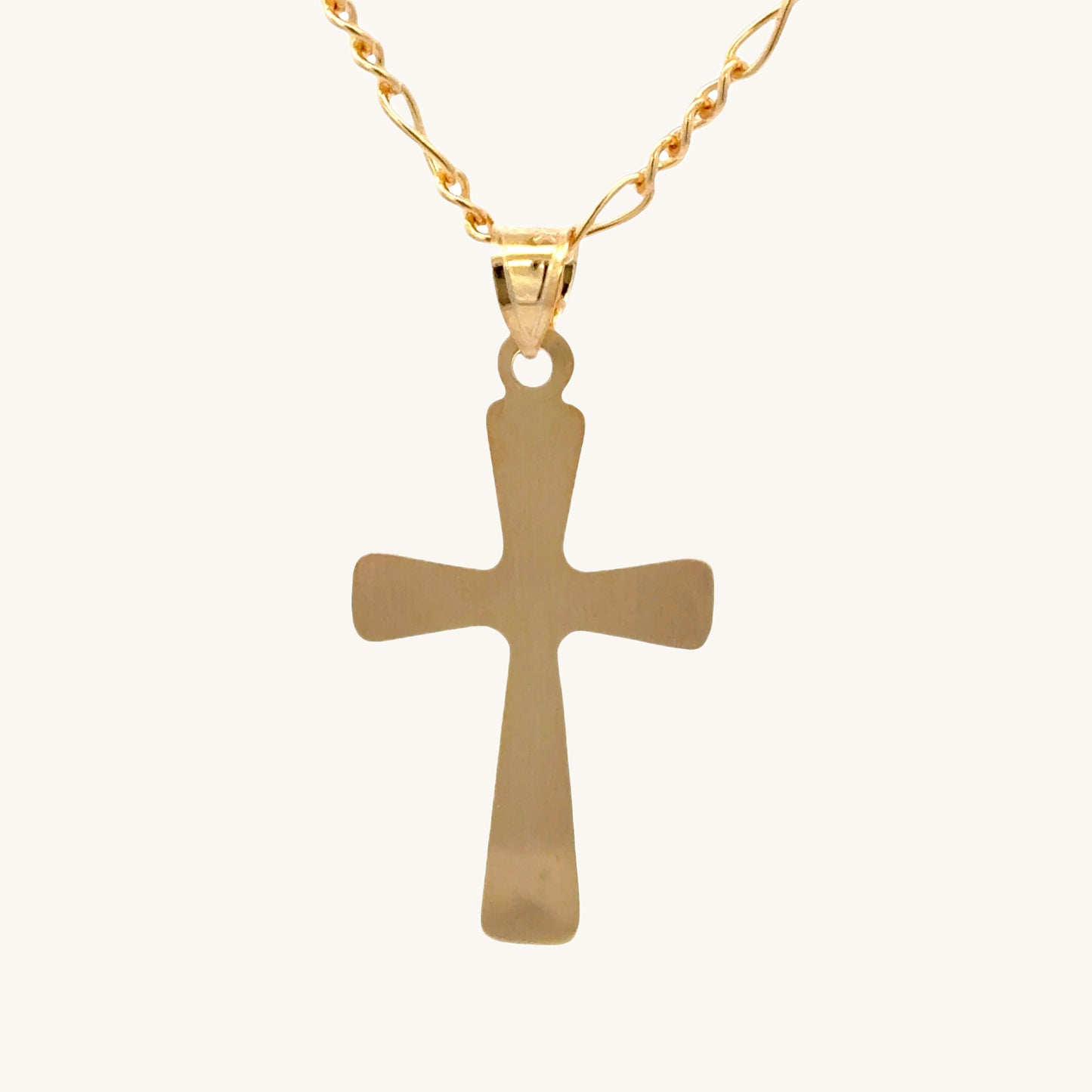 14K Double Bonded Gold flower cross pendant on a chain back image pendant only M S