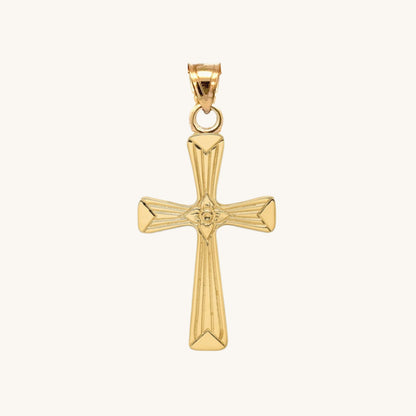 14K Double Bonded Gold flower cross pendant only M S