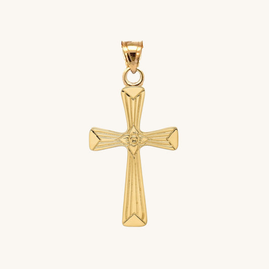 14K Double Bonded Gold flower cross pendant only M S