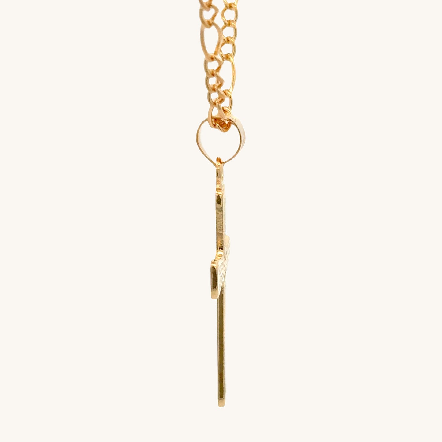 14K Double Bonded Gold flower cross pendant on a chain side image pendant only M S