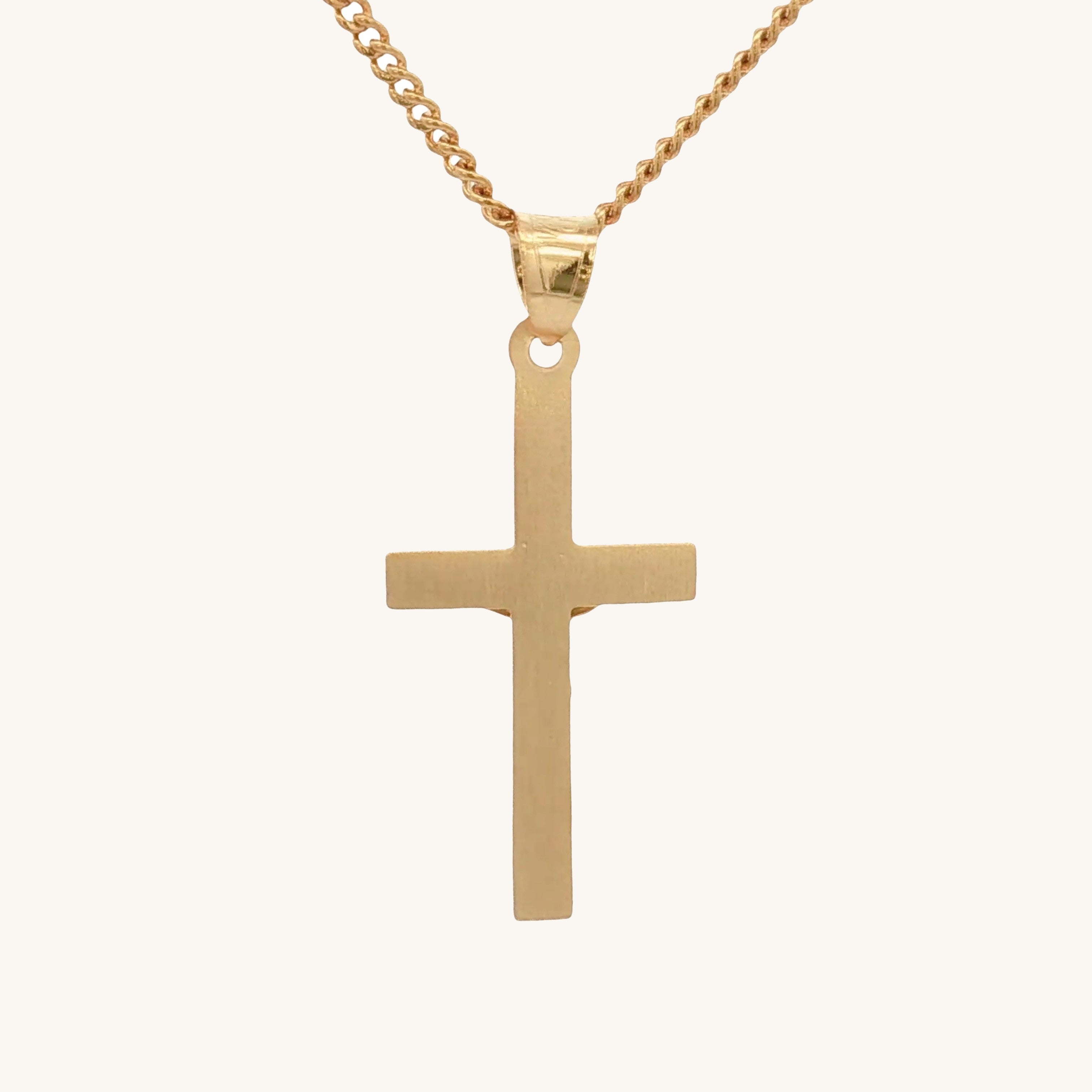 Solid 14K Double Bonded Gold INRI Crucifix M Pendant Only back image