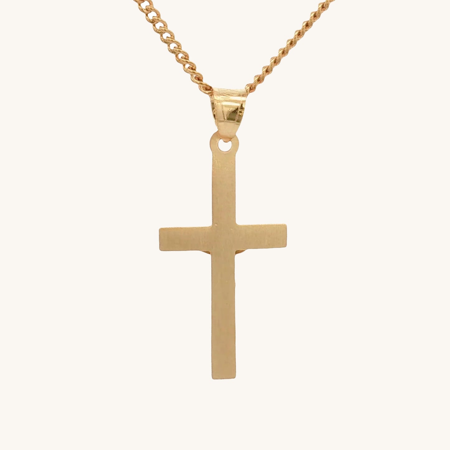 Solid 14K Double Bonded Gold INRI Crucifix M Pendant Only back image