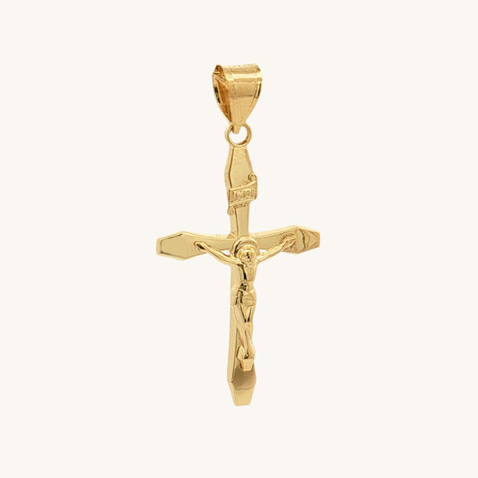 14K Double Bonded Gold INRI Crucifix Cross M size pendant only main image