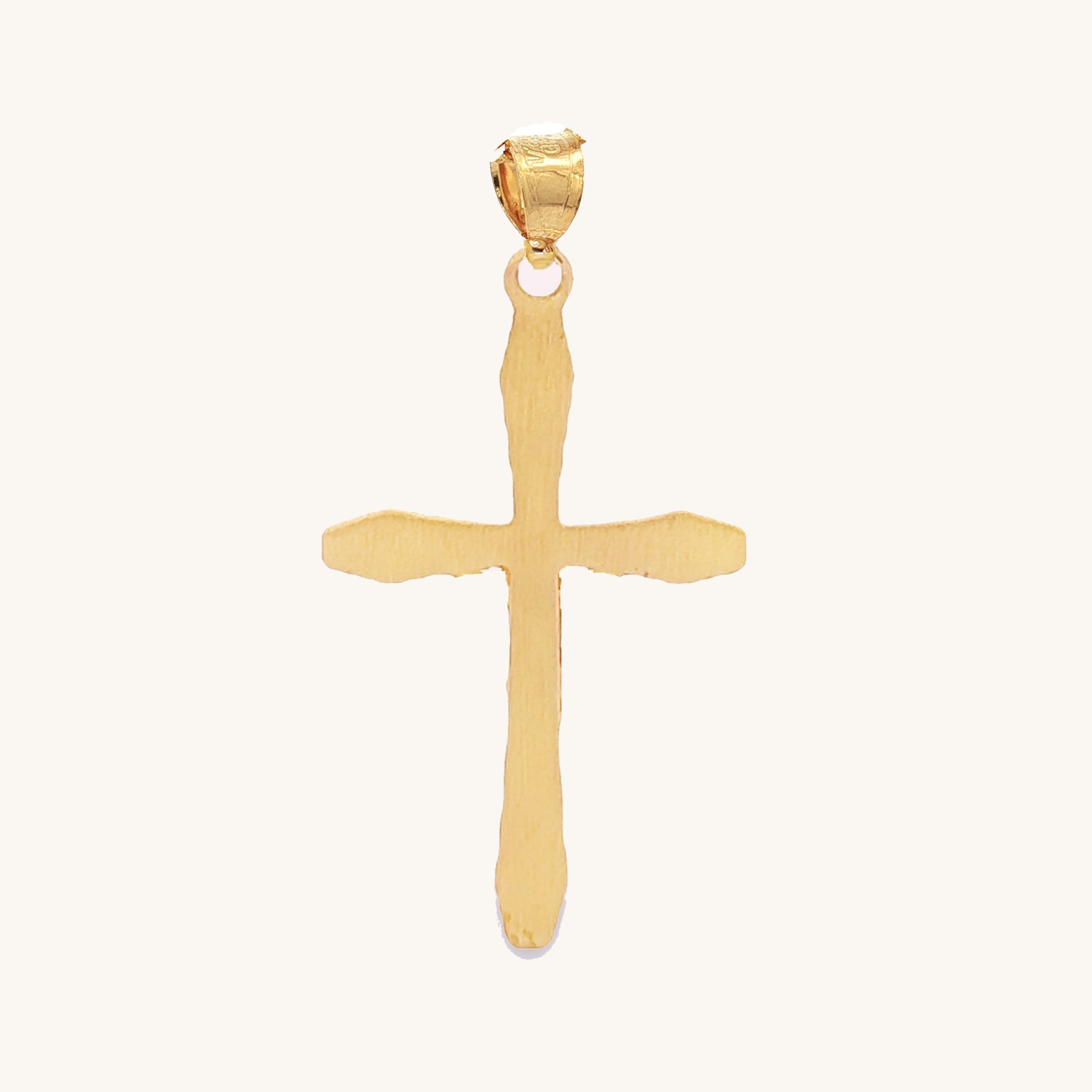 14K Double Bonded Gold M size Cross pendant only back image