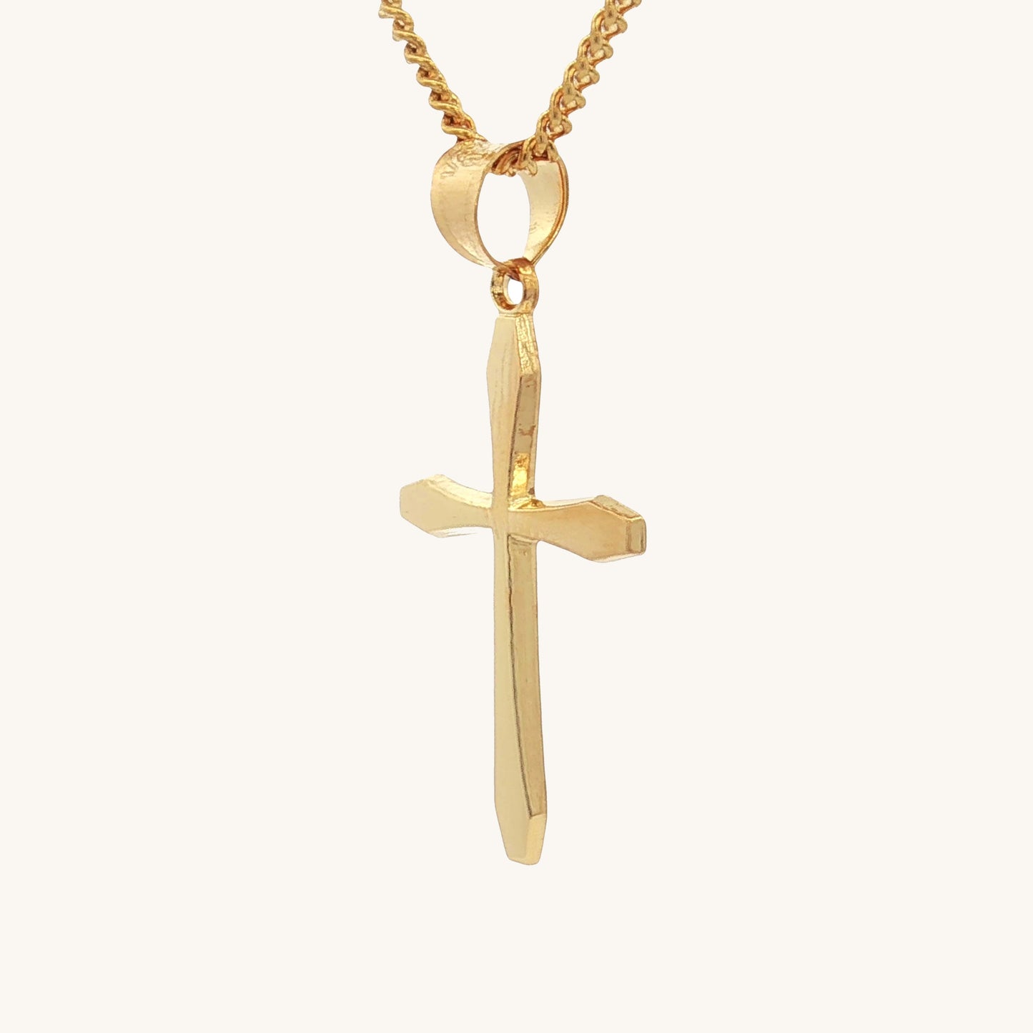 14K Double Bonded Gold M size Cross pendant only side image