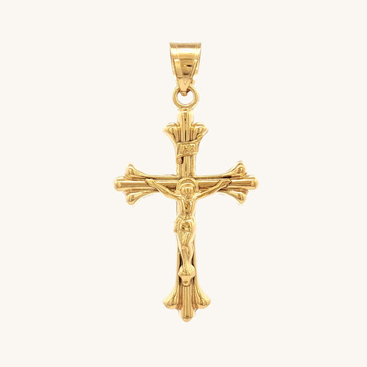 Solid 14K Double Bonded Gold Cathedral INRI Crucifix pendant only main image