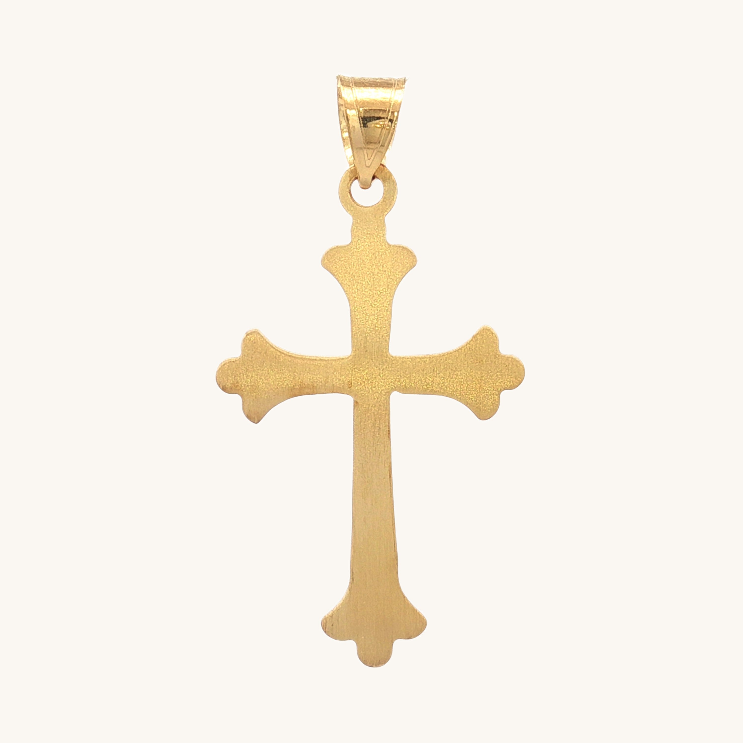 Solid 14K Double Bonded Gold Cathedral Gothic cross M pendant only back image