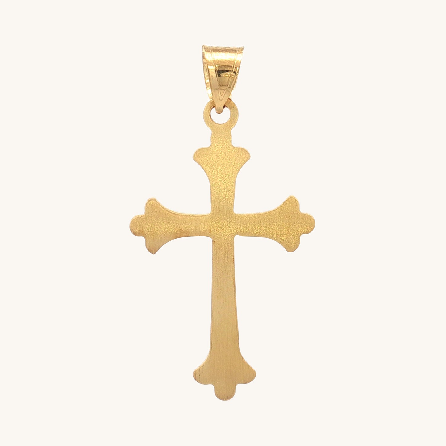 Solid 14K Double Bonded Gold Cathedral Gothic cross M pendant only back image