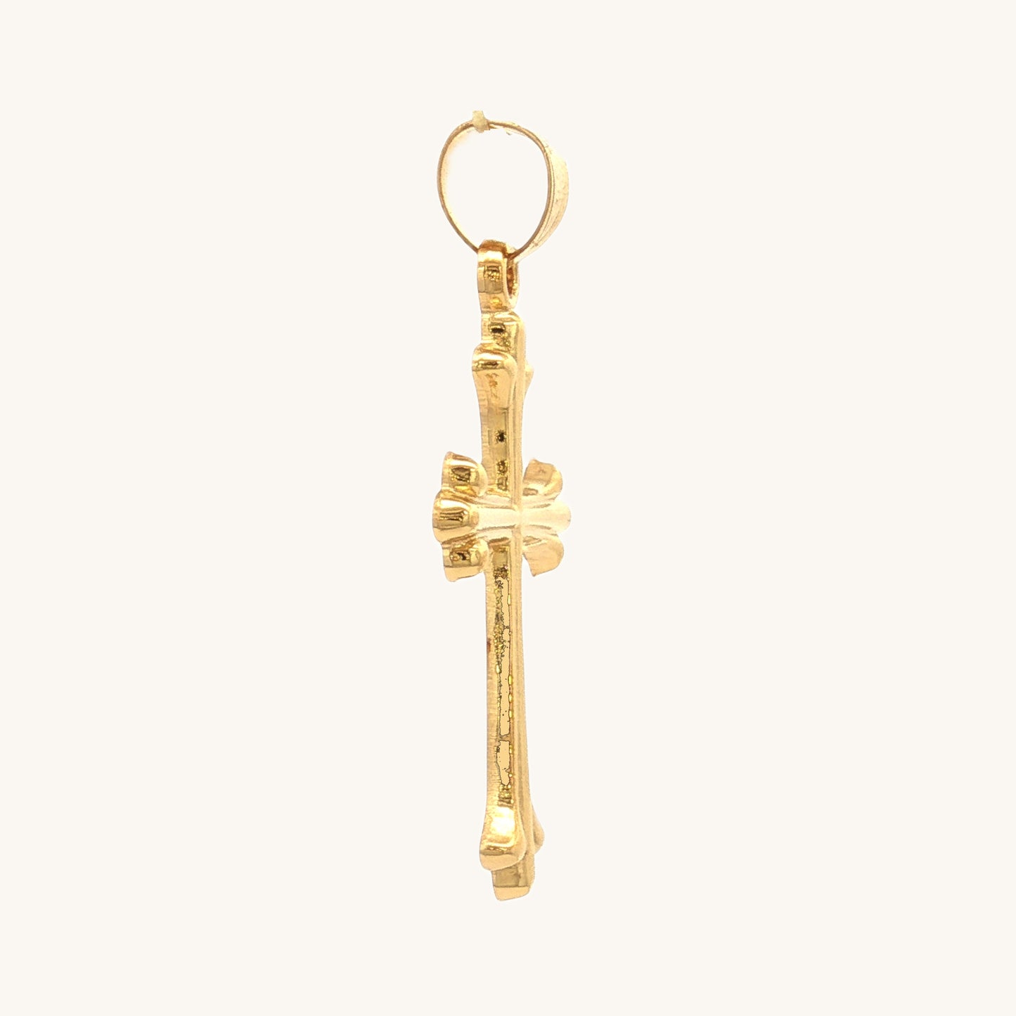 Solid 14K Double Bonded Gold Cathedral Gothic cross M pendant only side image