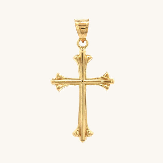 Solid 14K Double Bonded Gold Cathedral Gothic cross M pendant only main image