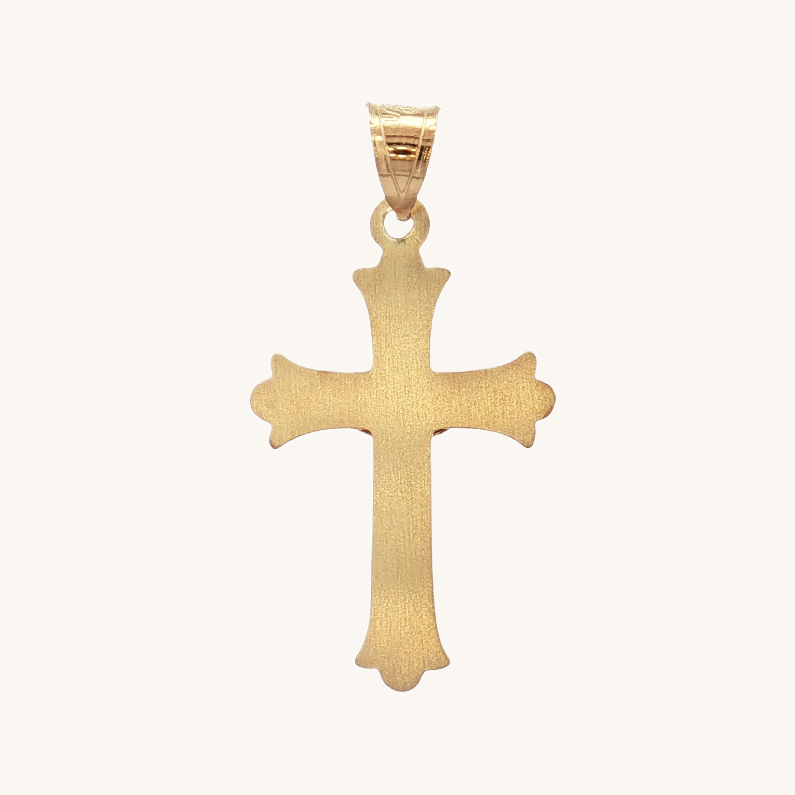 Solid 14K Double Bonded Gold Florentine INRI Crucifix M pendant only back image