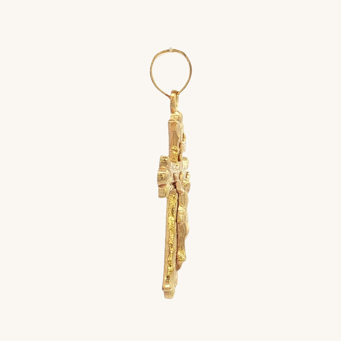 Solid 14K Double Bonded Gold Florentine INRI Crucifix M pendant only side image
