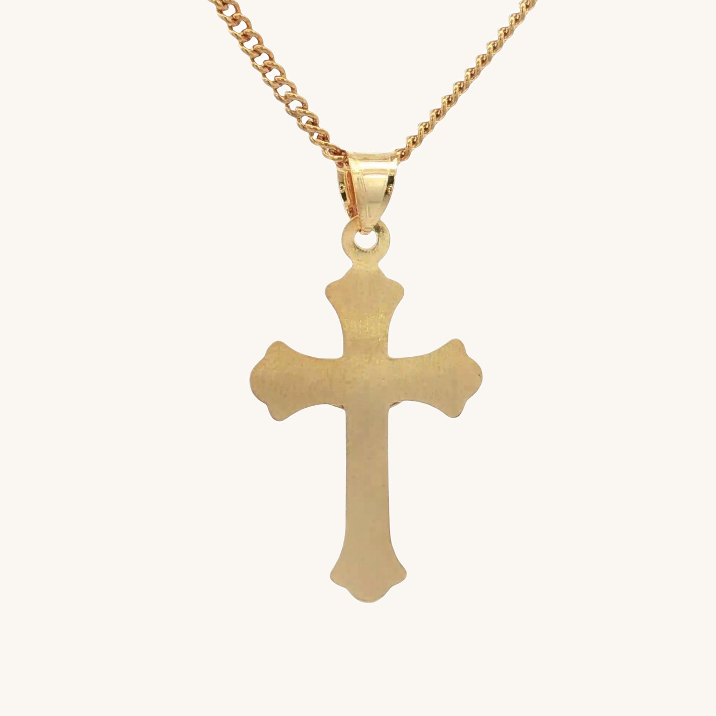 Solid 14K Double Bonded Gold INRI Crucifix M S sizes pendant only back image