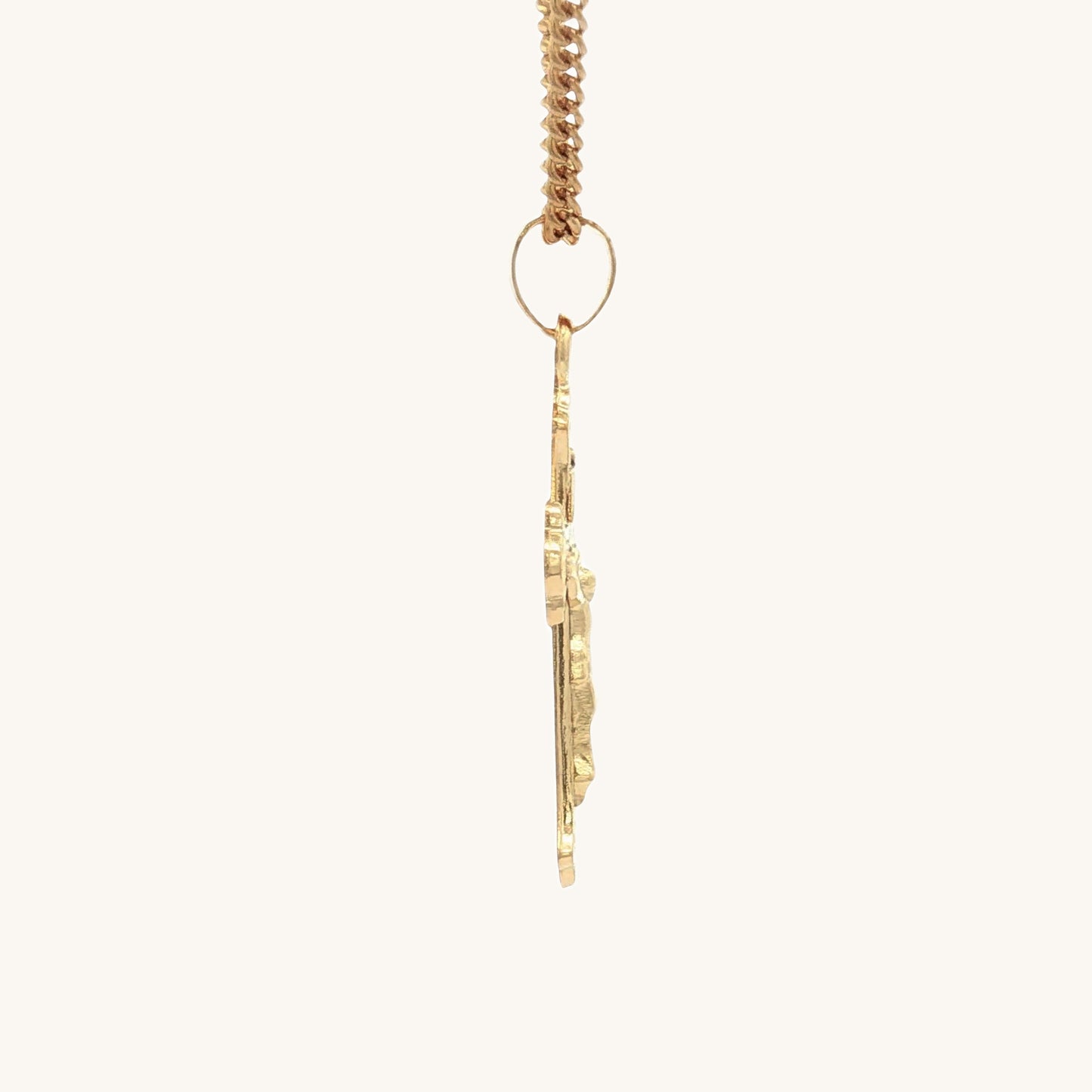 Solid 14K Double Bonded Gold INRI Crucifix M S sizes pendant only side image