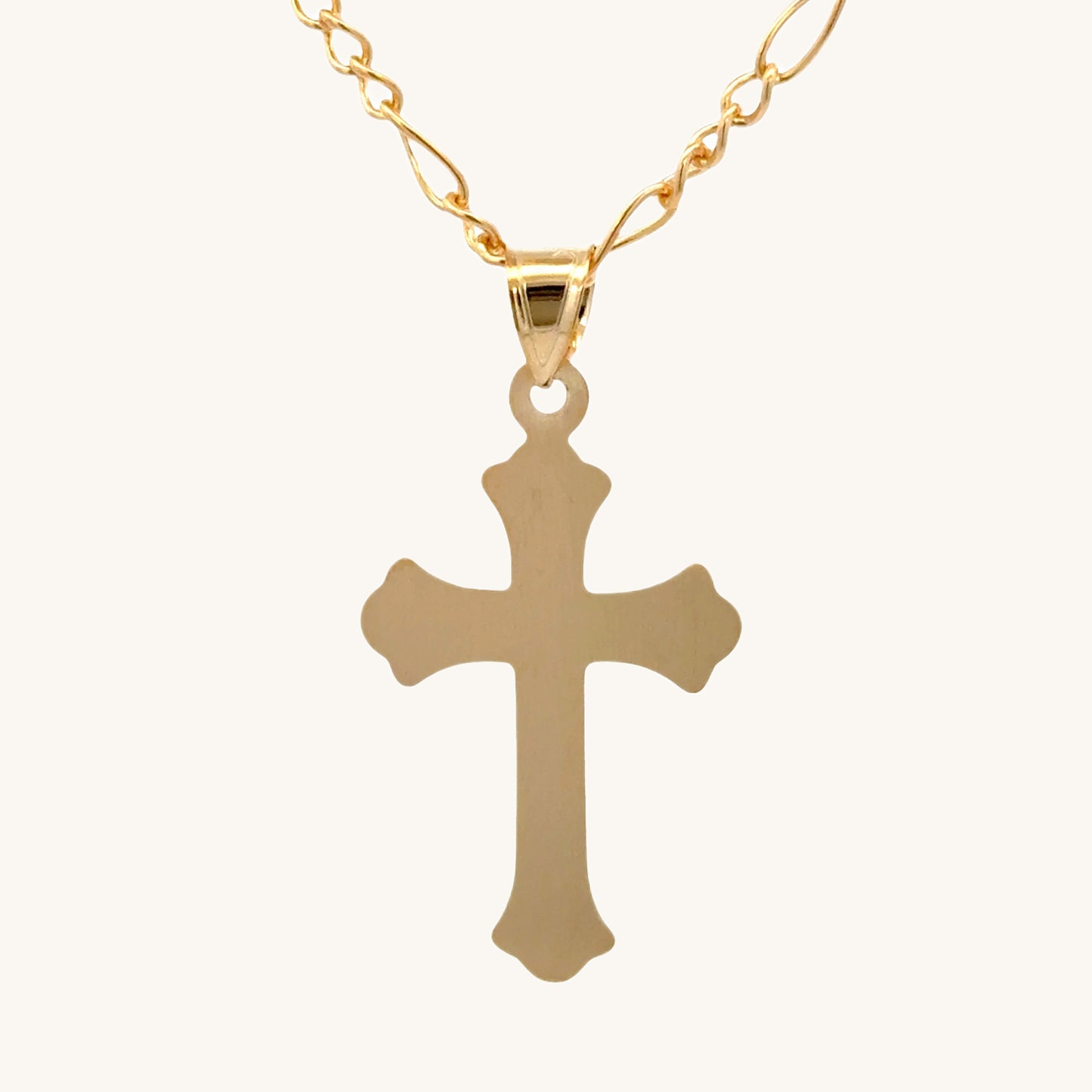 Solid 14K Double Bonded Gold Ornate Cross Pendant Only M S back image