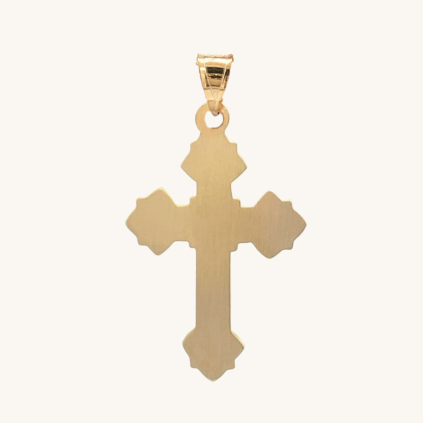 Solid 14K Double Bonded Gold intricate design crucifix M size pendant only back image