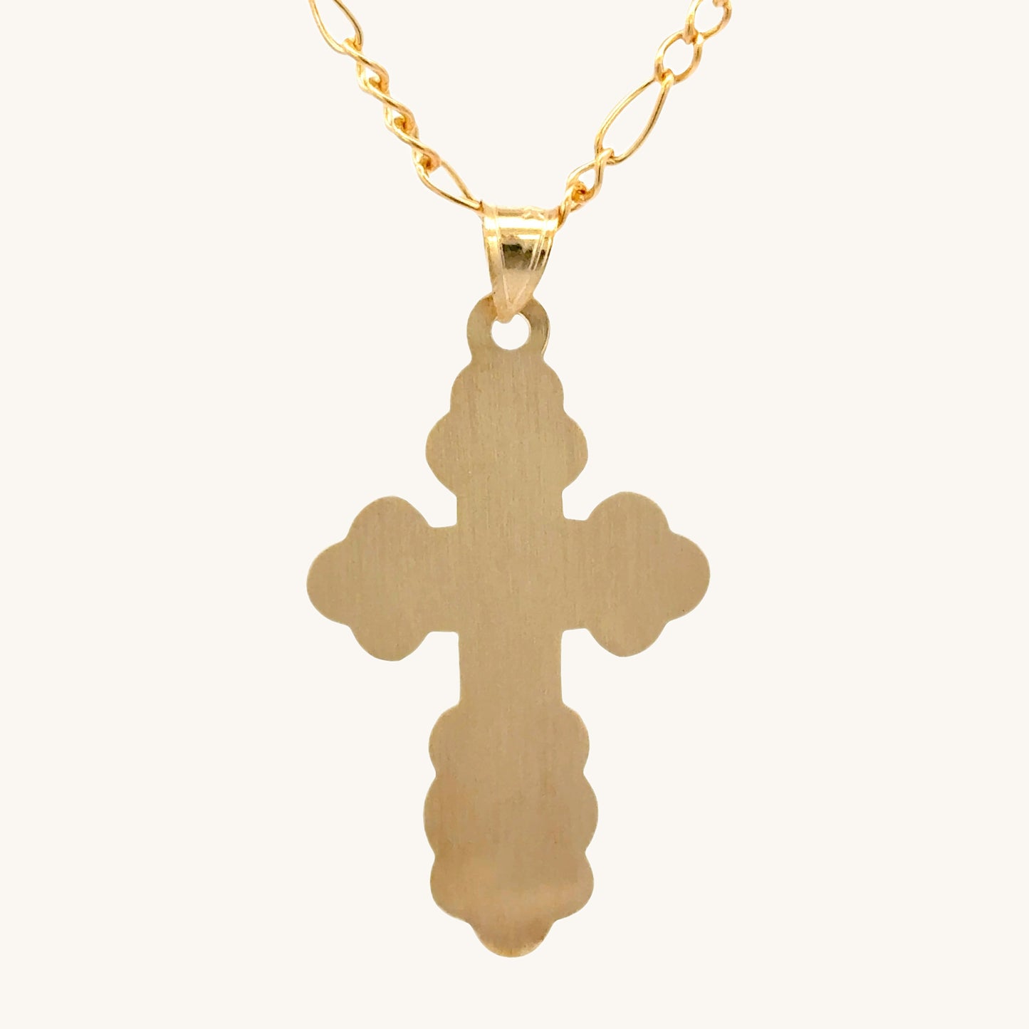 Solid 14K Double Bonded Gold Orthodox Cross pendant only L M back image