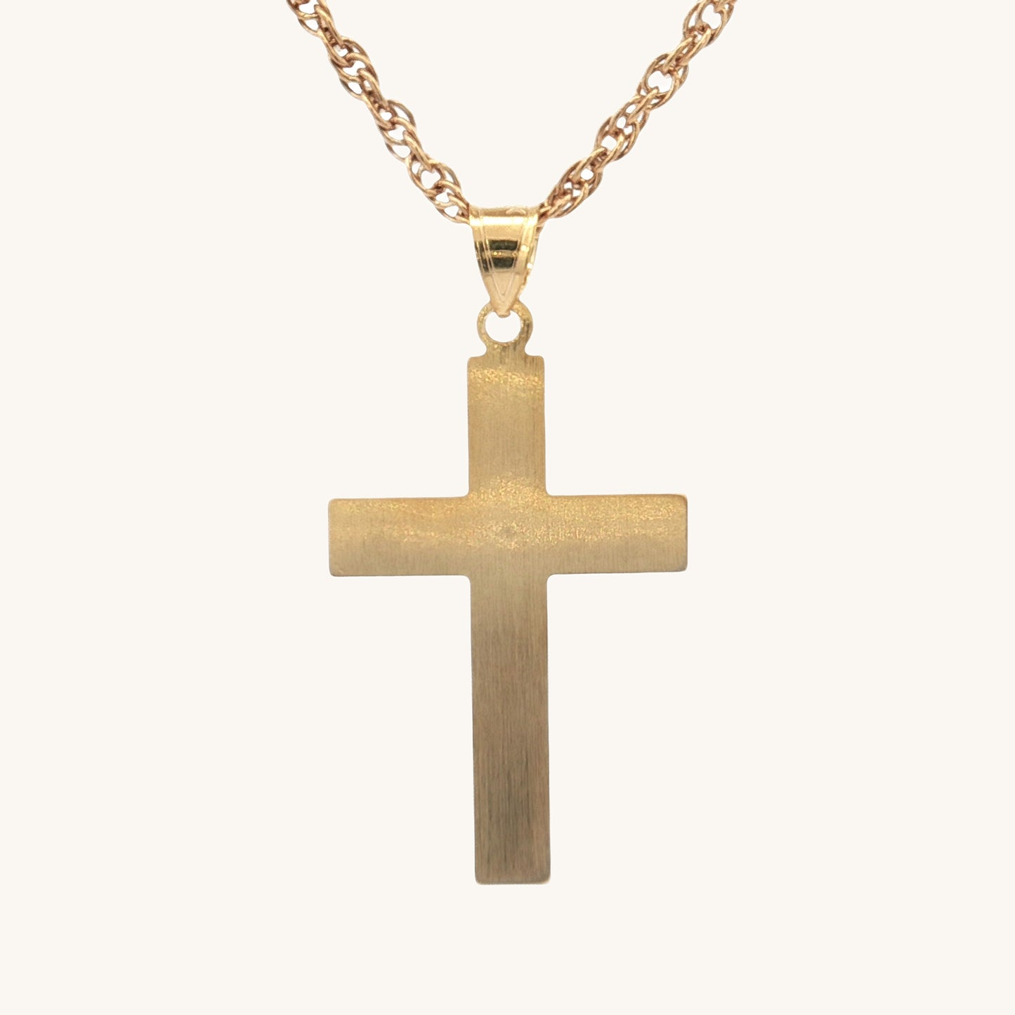 Solid 14K Double Bonded Gold Wavey Cross Pendant only back image
