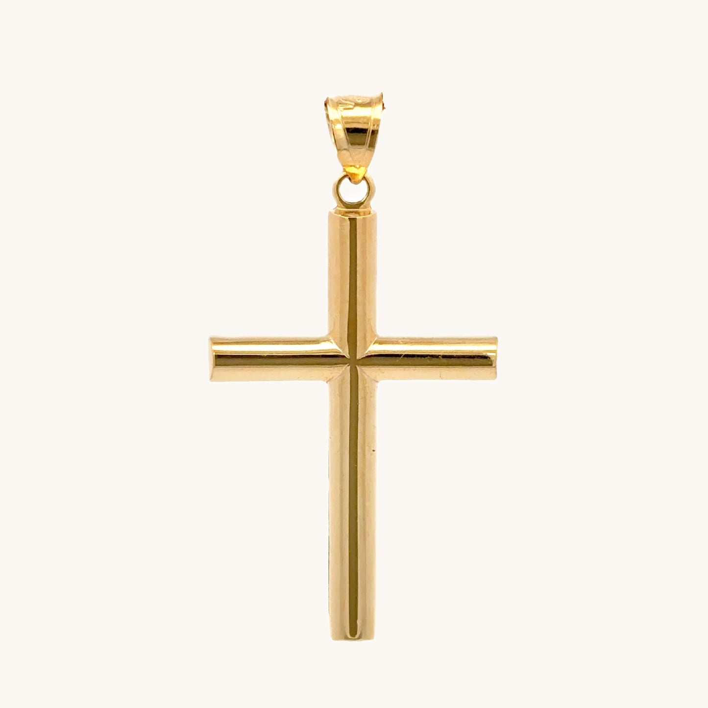 14K Double Bonded Gold Tube cross pendant only against a white background main image