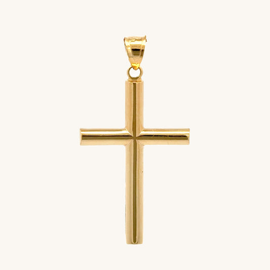 14K Double Bonded Gold Tube cross pendant only against a white background main image
