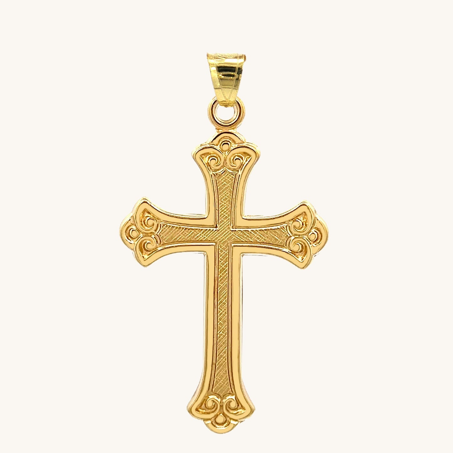 Solid 14K Double Bonded Gold Ornate Cross Pendant Only XL M S main image