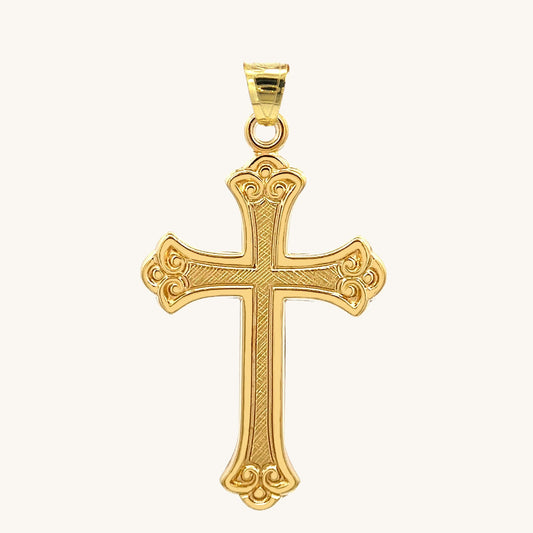 Solid 14K Double Bonded Gold Ornate Cross Pendant Only XL M S main image