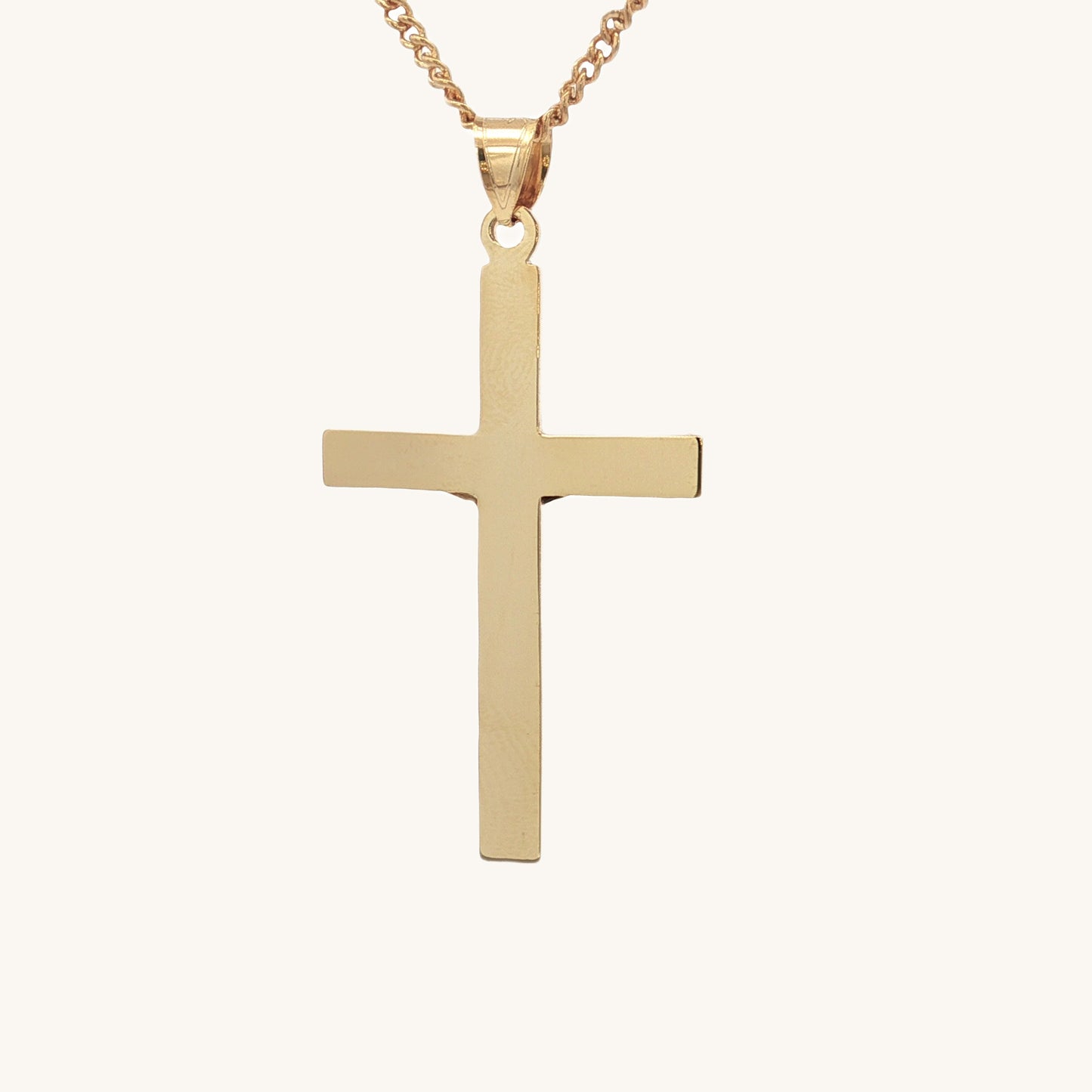 Solid 14K Double Bonded Gold Timeless Simple Plain Polished INRI Crucifix Cross Pendant Only XXL M S back image