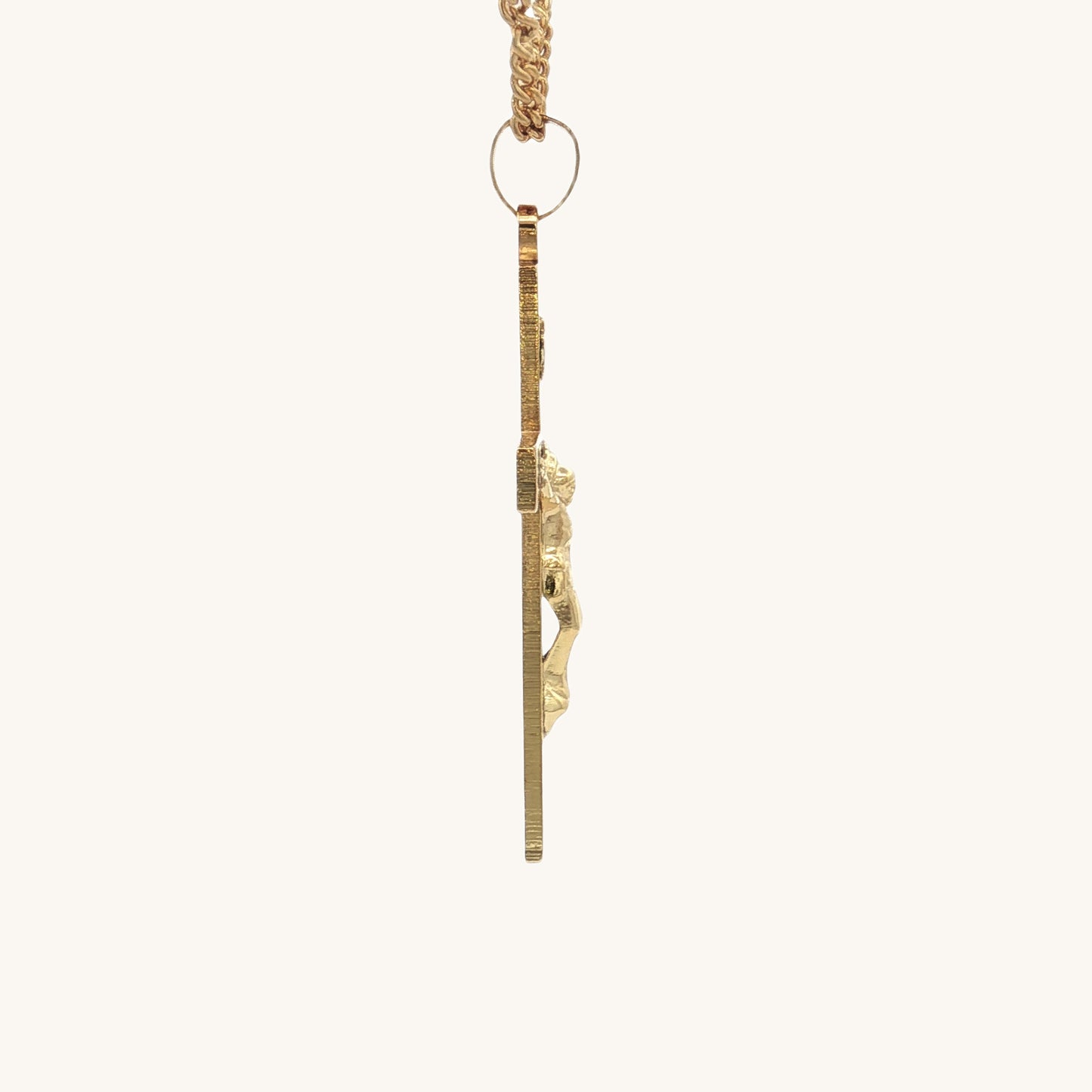 Solid 14K Double Bonded Gold Timeless Simple Plain Polished INRI Crucifix Cross Pendant Only XXL M S side image