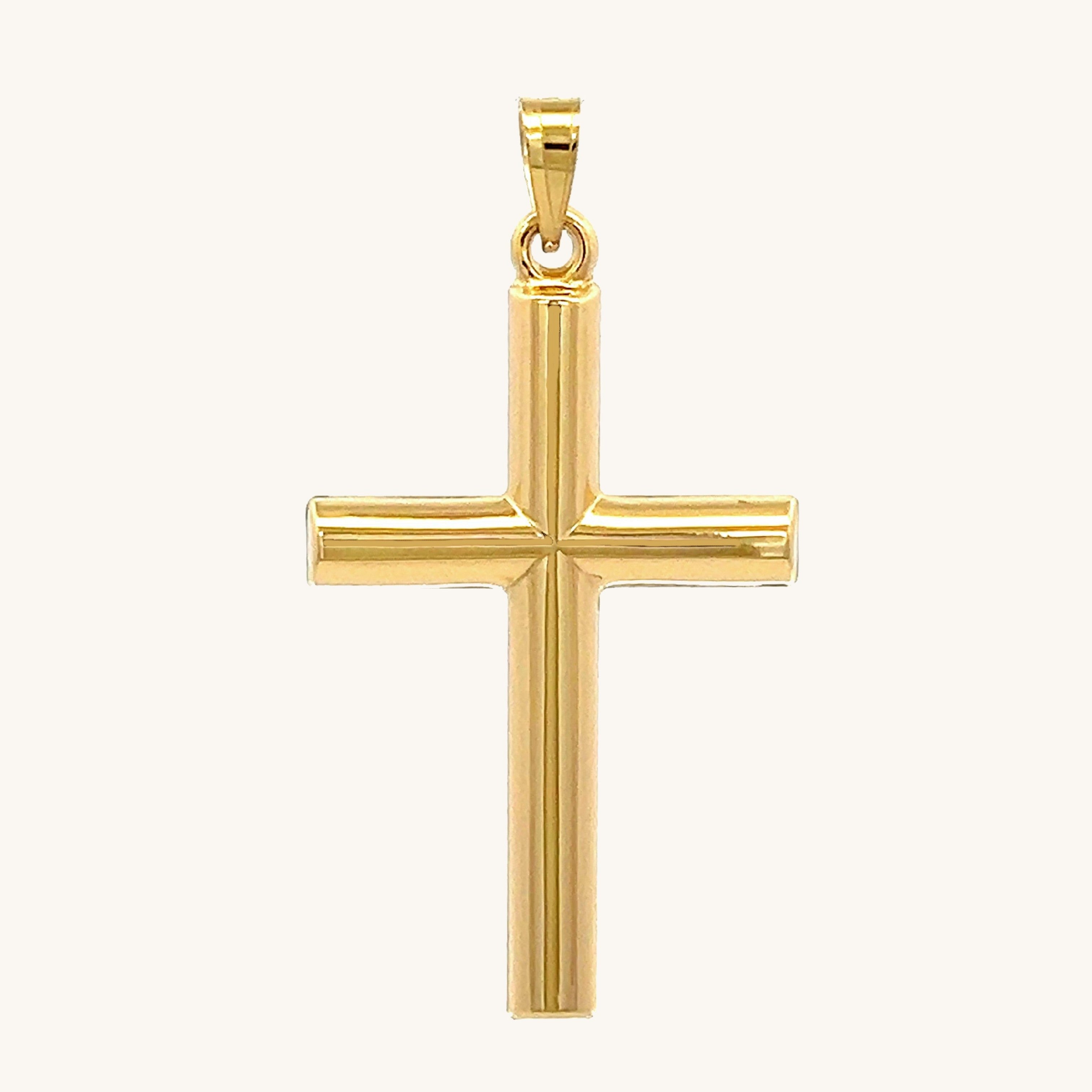 Solid 14K Double Bonded Gold Tube Cross Pendant only XXL XS main image