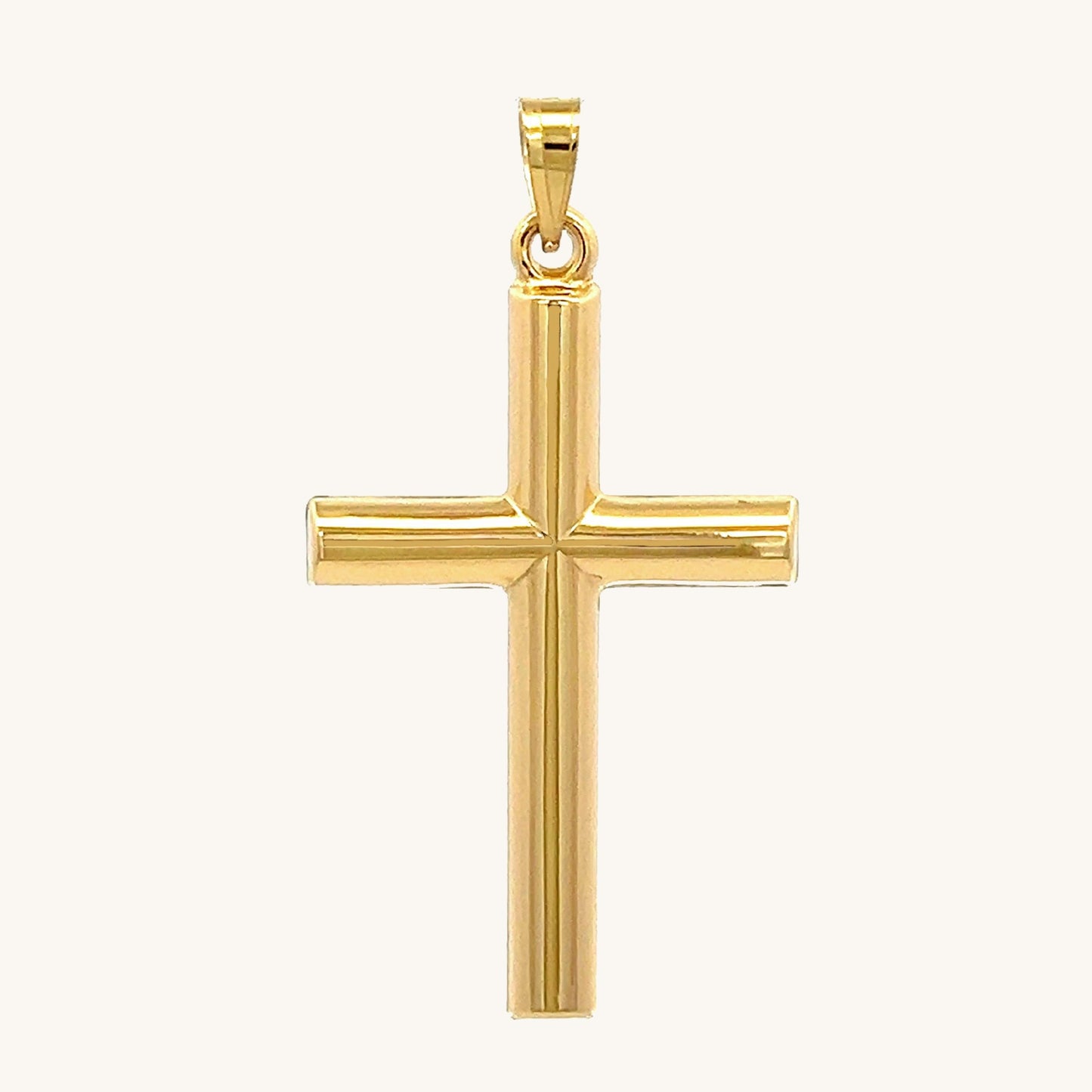 Solid 14K Double Bonded Gold Tube Cross Pendant only XXL XS main image