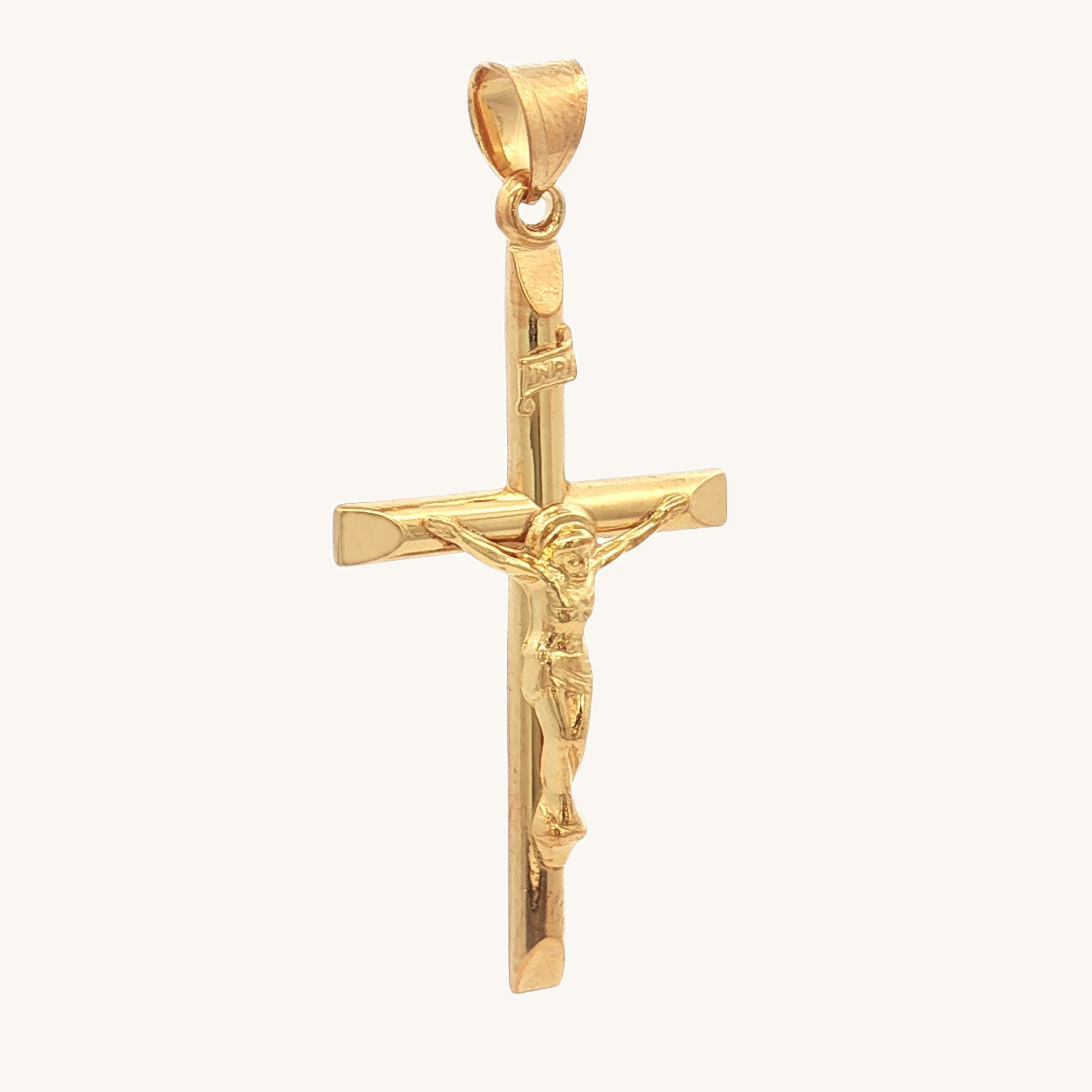 SOLID 14K DOUBLE BONDED GOLD CLASSIC CRUCIFIX PENDANT | Cross + Crown