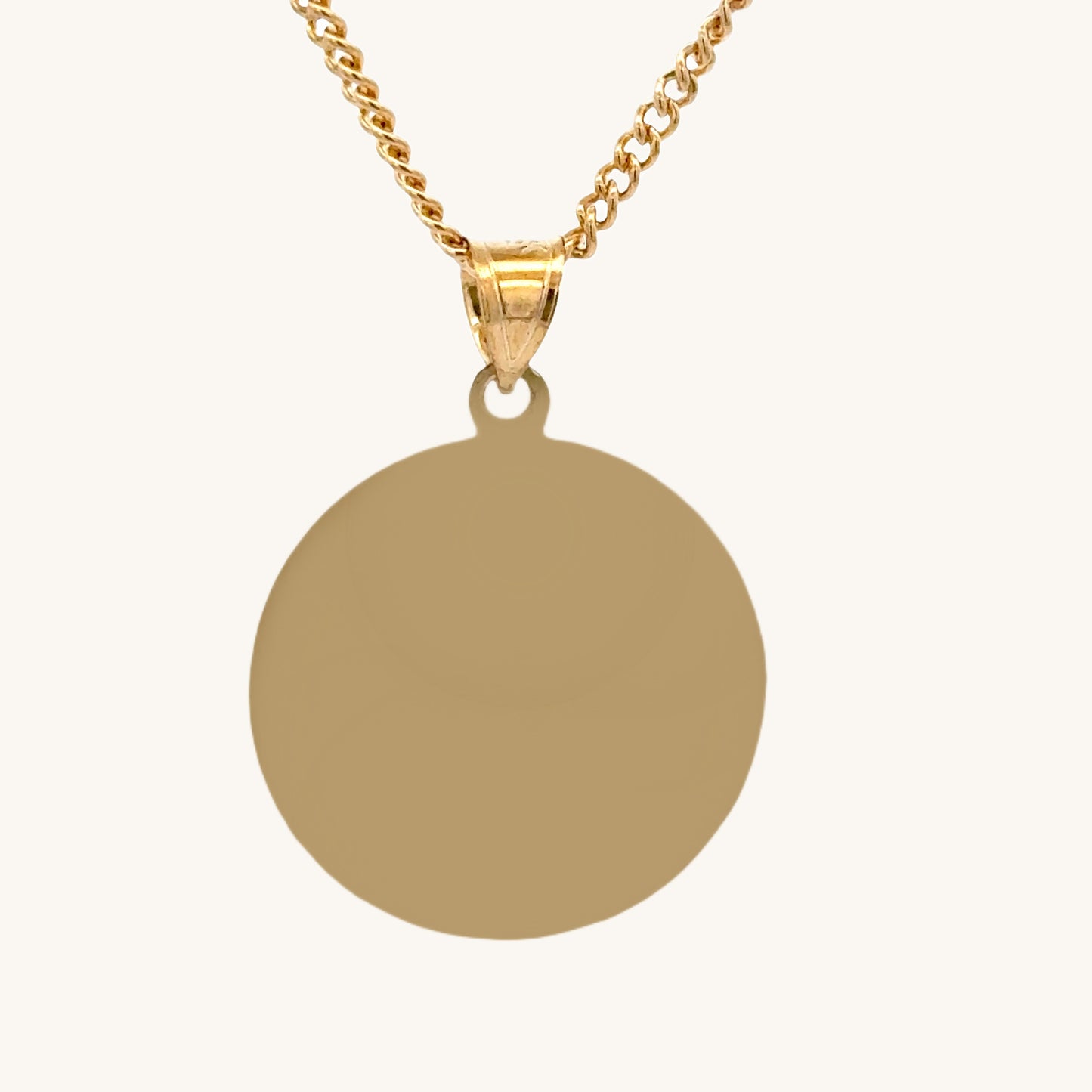 Solid 14K Double Bonded Gold Saint Christopher Medal XL (size of Quarter) L (size of Nickel) M (size of Dime) size on cable chain back image