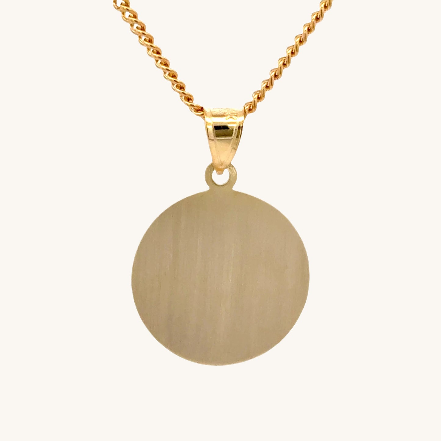 Solid 14K Double Bonded Gold Saint Joseph pendant medal on cable chain back image size L (size of Nickel) M (size of Dime)