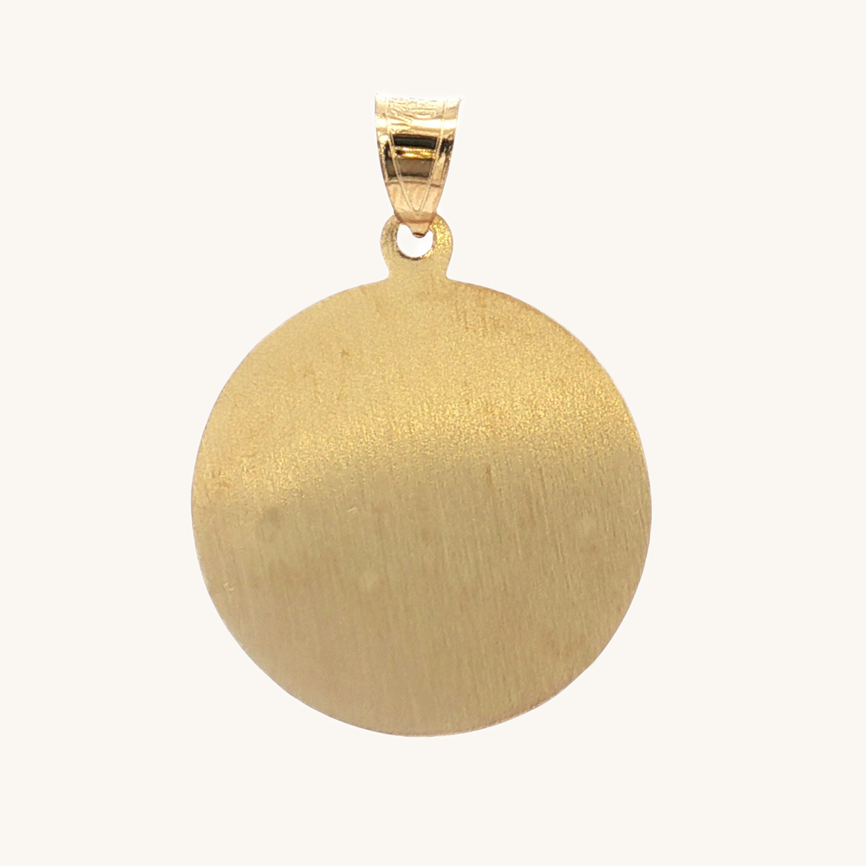 Solid 14K Double Bonded Gold Caridad Del Cobre pendant medal pendant only image size L (size of Nickel) M (size of Dime) back image