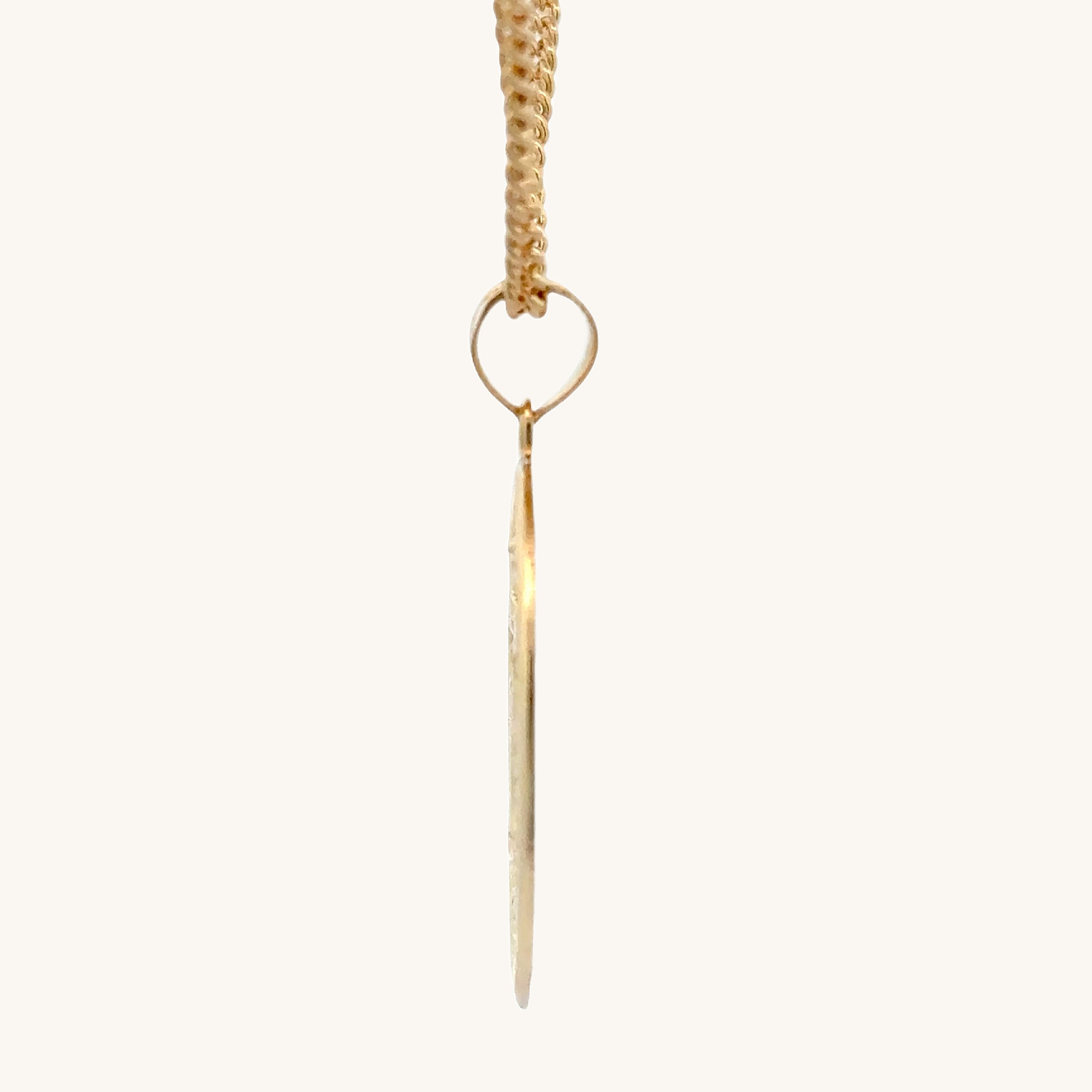 Solid 14K Double Bonded Gold Miraculous Virgin Mary Flower Frame medal pendant on a cable chain side image