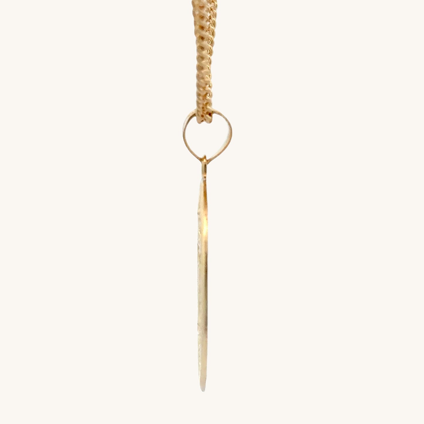 Solid 14K Double Bonded Gold Miraculous Virgin Mary Flower Frame medal pendant on a cable chain side image