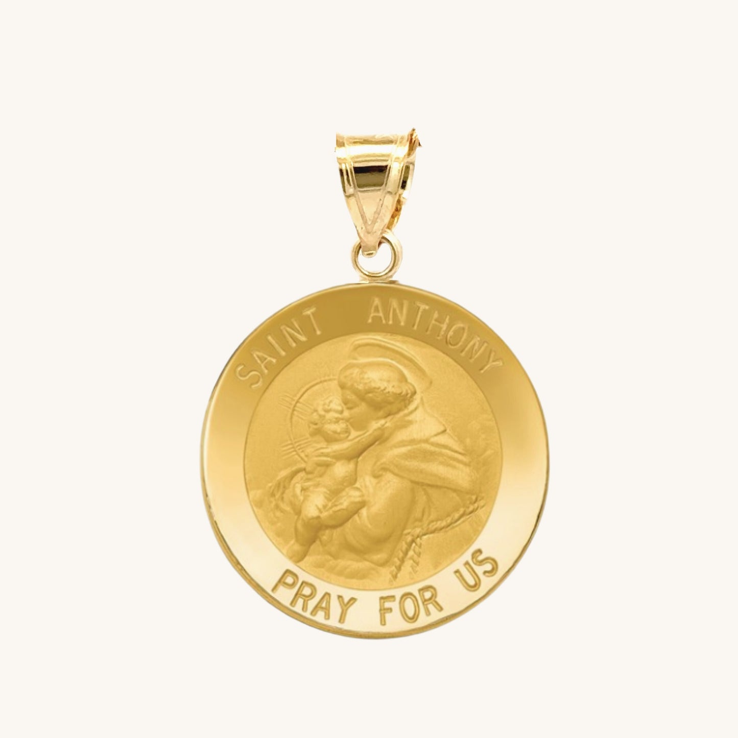 Solid 14K Double Bonded Gold Saint Anthony medal pendant only main image